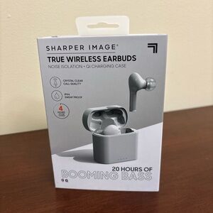 Sharper Image True Wireless Earbuds Qi and USB-C Charging Case White New in Box
